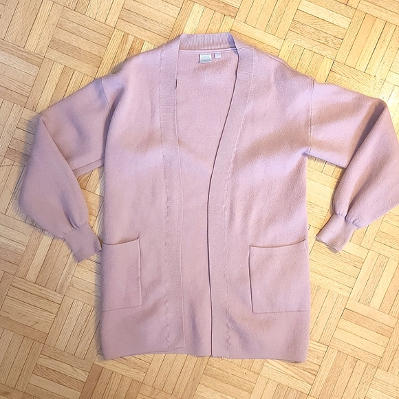 Simons Twik nude pink oversized open cardigan with pockets - Picture 2 of 8